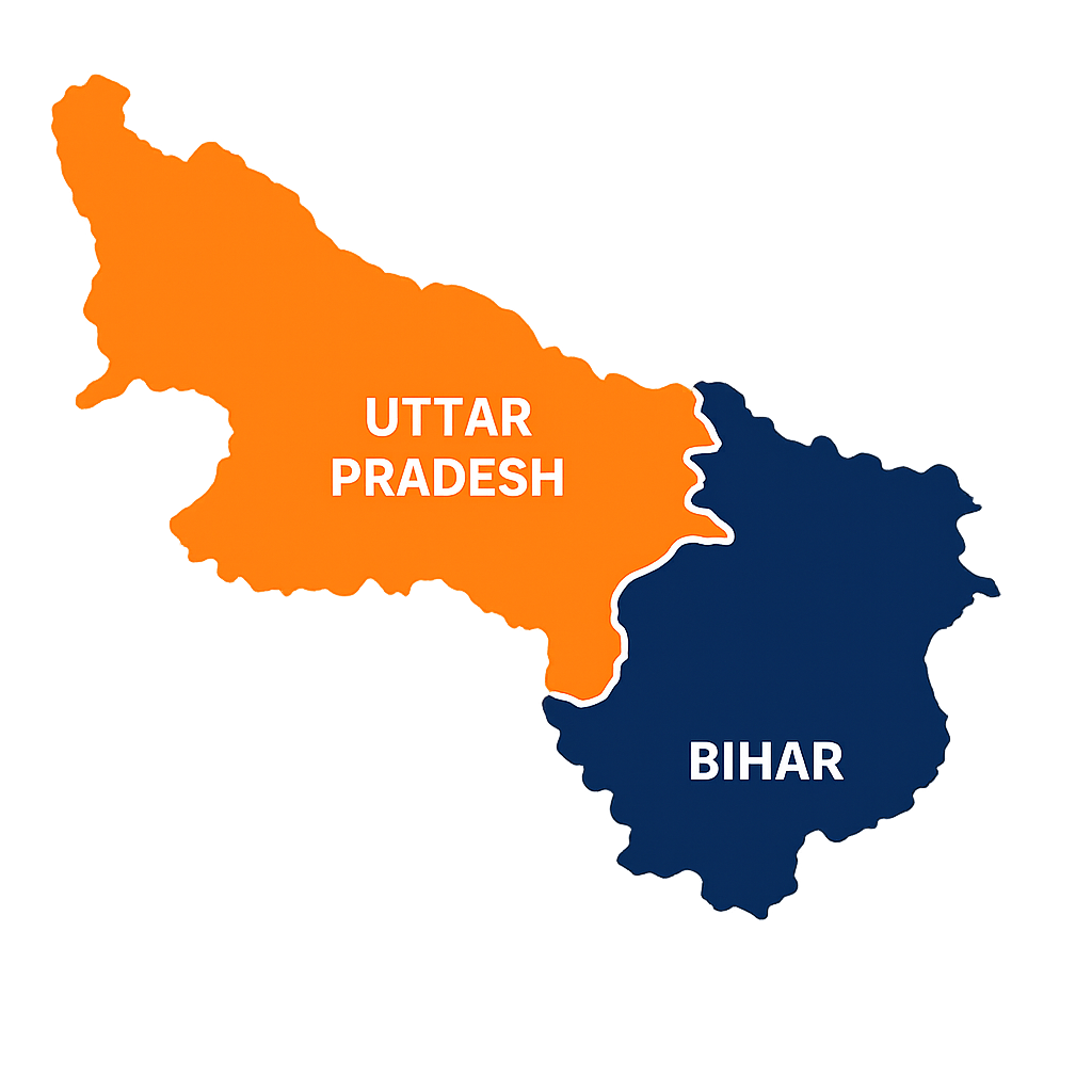 Uttar Pradesh & Bihar Map